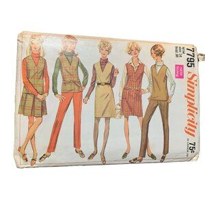 Simplicity 7795 Vintage 1960s Sewing Pattern Misses Size 16 Dress Pants
